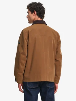 Manteau déperlant avec col velours côtelé - Marron
