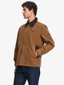 Manteau déperlant avec col velours côtelé - Marron