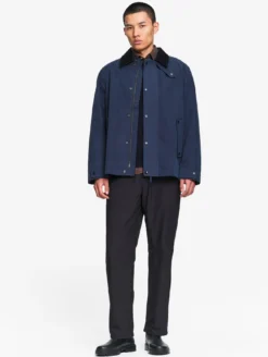 Manteau déperlant avec col velours côtelé - Bleu