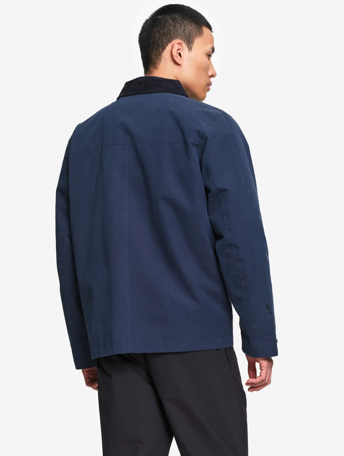 Manteau déperlant avec col velours côtelé - Bleu