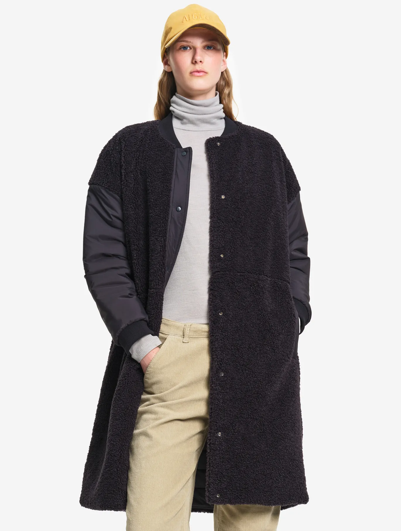 Manteau long réversible - Noir