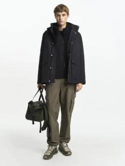Manteau MTD™ court impérméable en cotton de twill à capuche amovible T-KIT™ - Noir