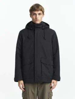 Manteau MTD™ court impérméable en cotton de twill à capuche amovible T-KIT™ - Noir