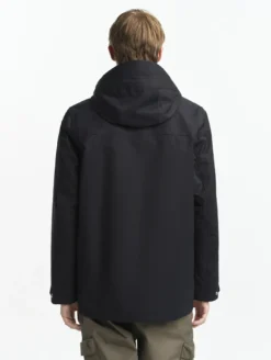 Manteau MTD™ court impérméable en cotton de twill à capuche amovible T-KIT™ - Noir