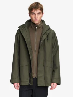 Manteau MTD™ court impérméable en cotton de twill à capuche amovible T-KIT™ - Kaki