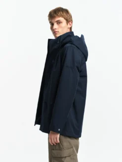 Manteau MTD™ court impérméable en cotton de twill à capuche amovible T-KIT™ - Bleu