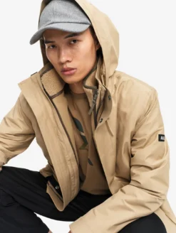 Manteau MTD™ court impérméable en cotton de twill à capuche amovible T-KIT™ - Beige
