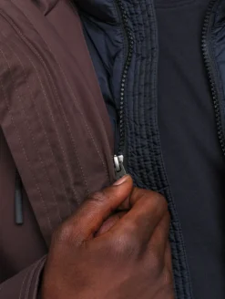 Manteau MTD™ court impérméable en cotton de twill à capuche amovible T-KIT™ - Marron