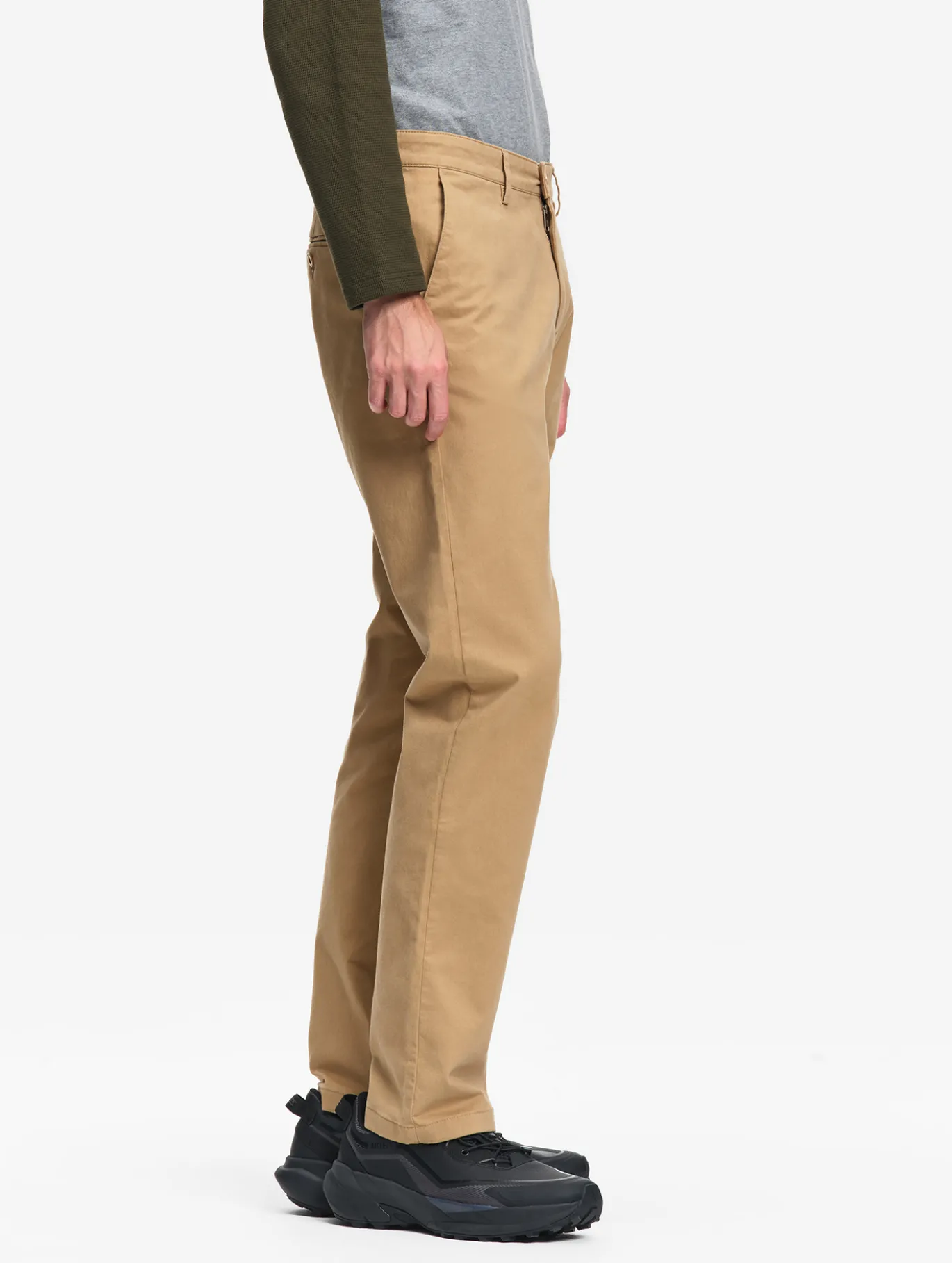 Pantalon chino taille mi-haute en coton - Beige