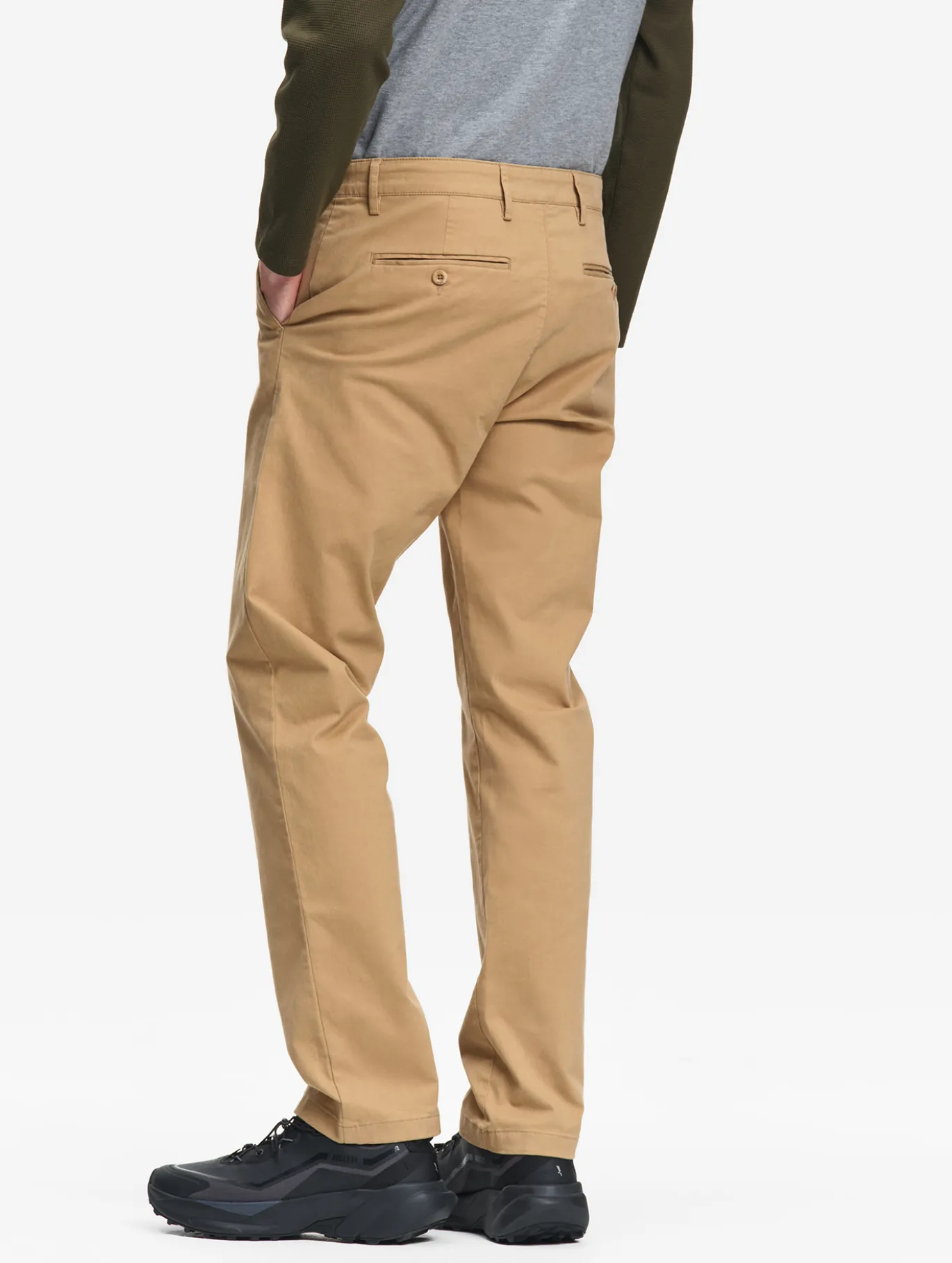 Pantalon chino taille mi-haute en coton - Beige