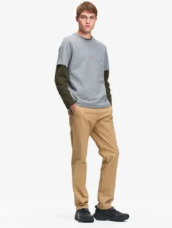 Pantalon chino taille mi-haute en coton - Beige