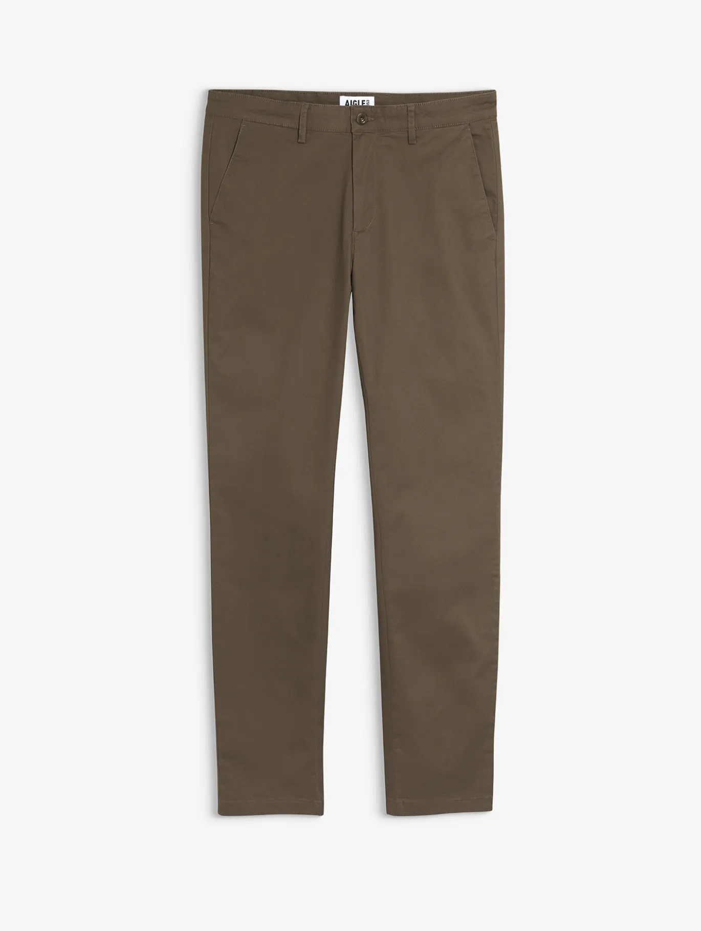Pantalon chino taille mi-haute en coton - Beige