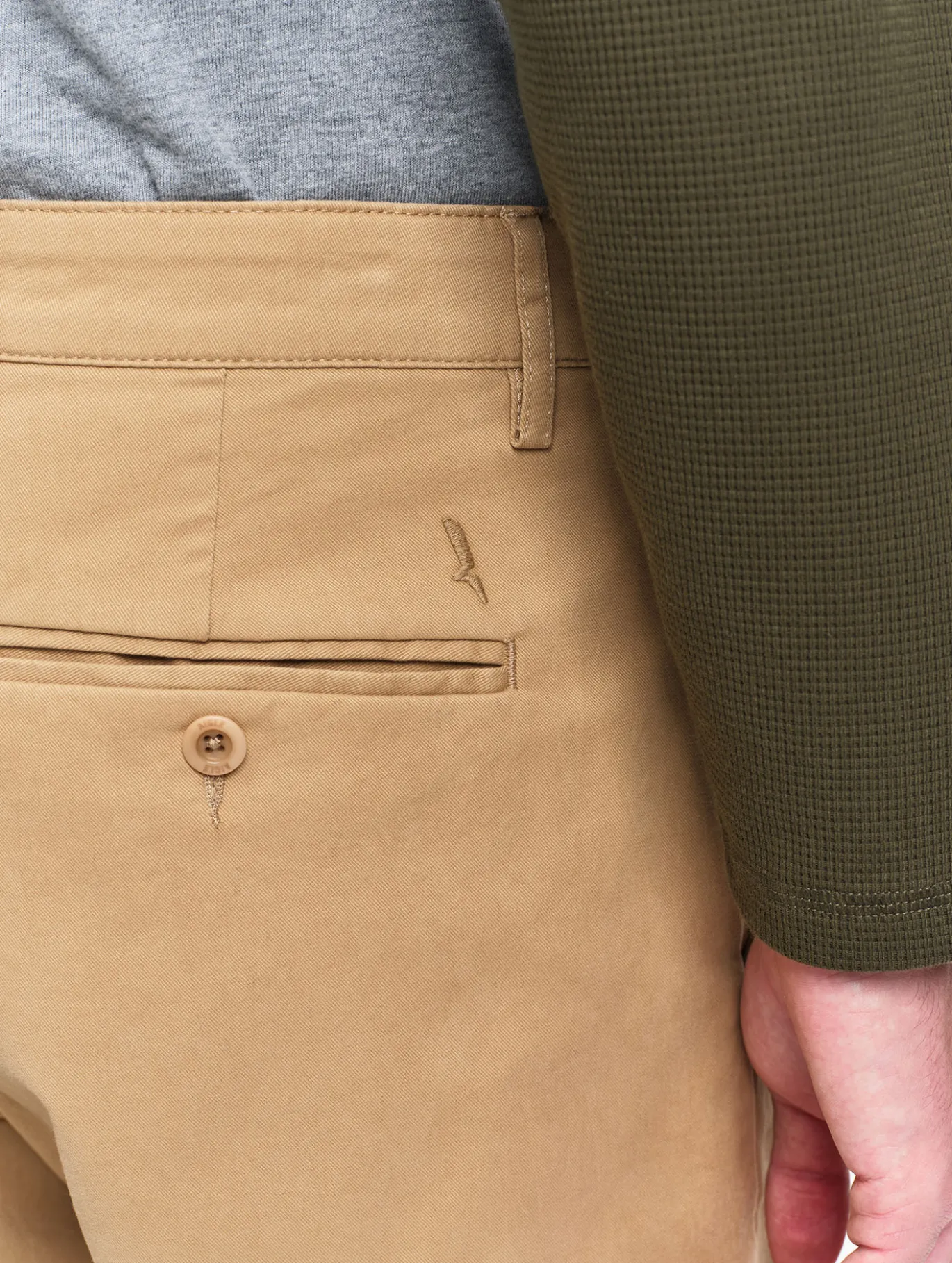 Pantalon chino taille mi-haute en coton - Beige