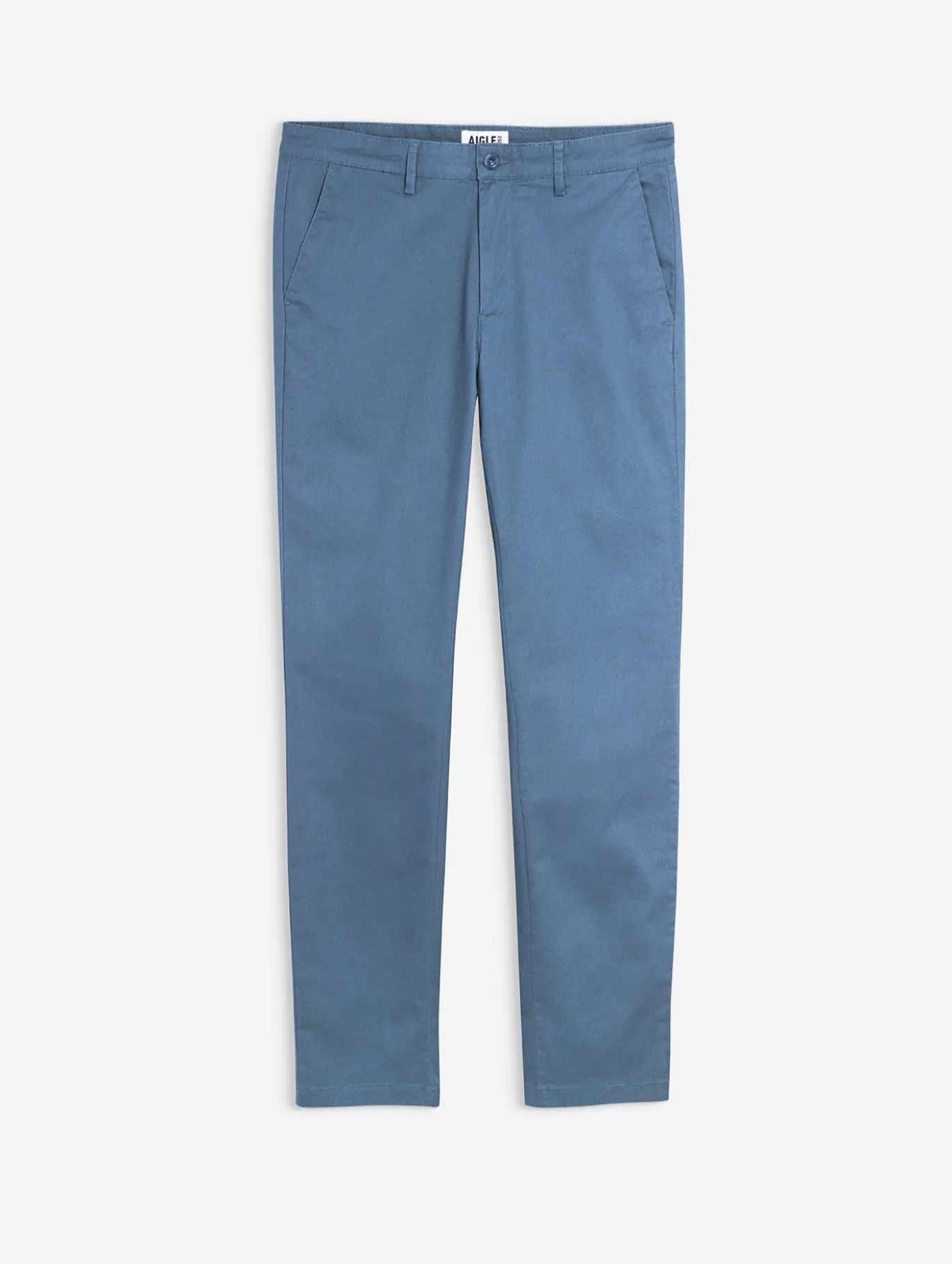 Pantalon chino taille mi-haute en coton - Bleu