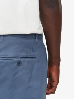 Pantalon chino taille mi-haute en coton - Bleu