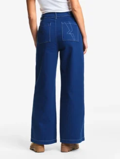 Pantalon marin en sergé léger avec taille réglable - Bleu