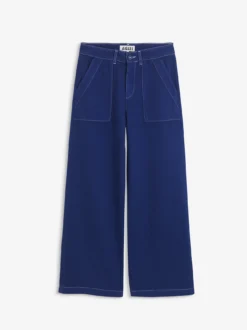 Pantalon marin en sergé léger avec taille réglable - Bleu