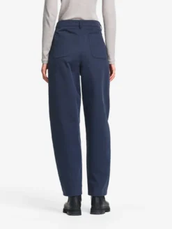 Pantalon taille haute carotte en toile de coton - Bleu