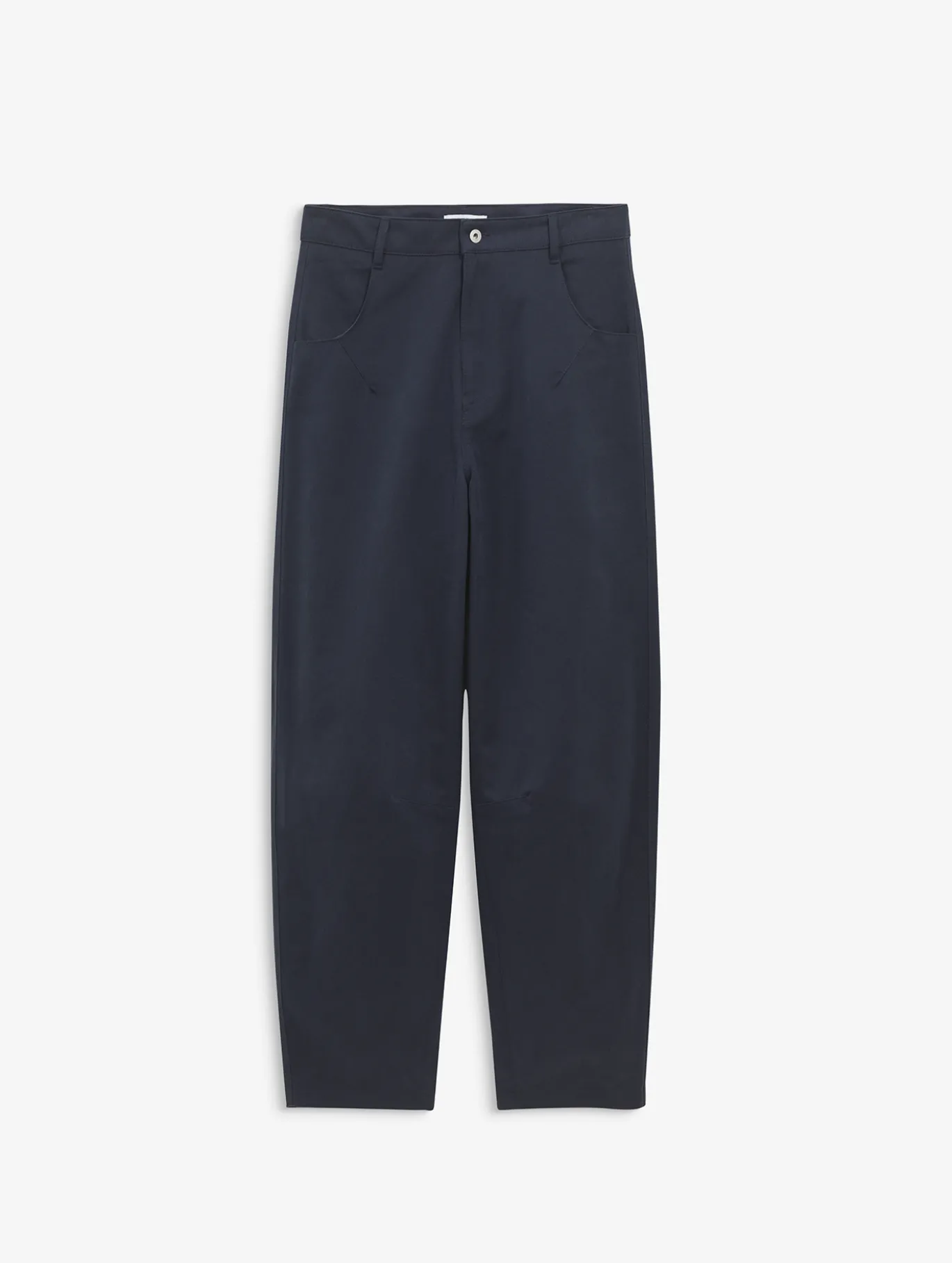 Pantalon taille haute carotte en toile de coton - Bleu