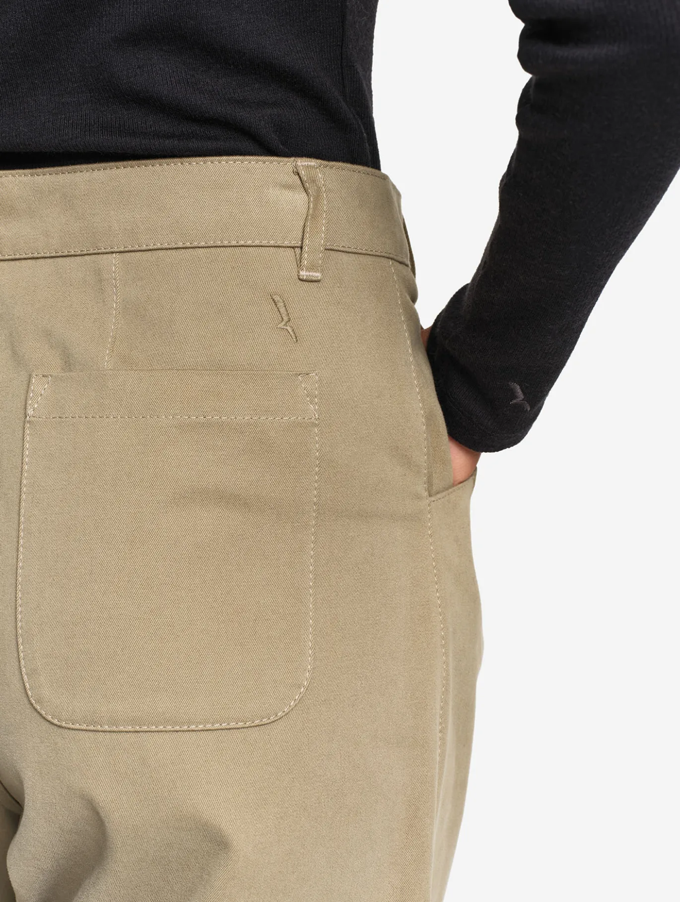 Pantalon taille haute carotte en toile de coton - Vert