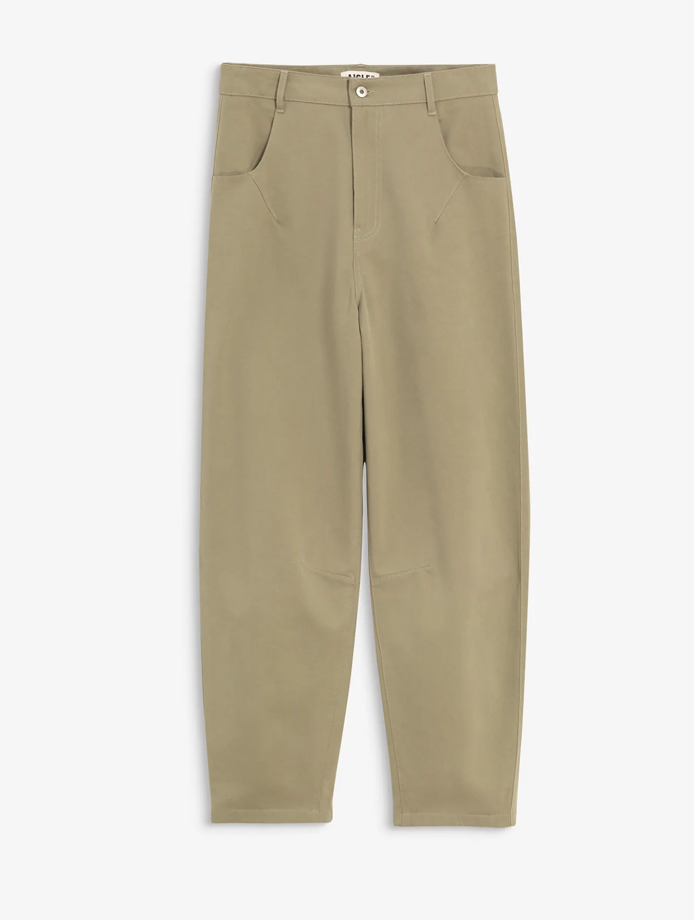Pantalon taille haute carotte en toile de coton - Vert