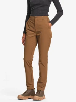 Pantalon taille haute droit en coton déperlant - Marron