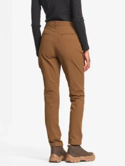 Pantalon taille haute droit en coton déperlant - Marron