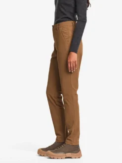 Pantalon taille haute droit en coton déperlant - Marron