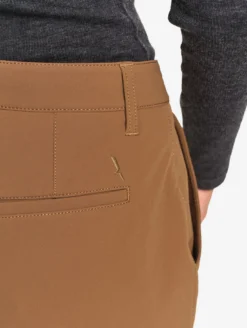 Pantalon taille haute droit en coton déperlant - Marron