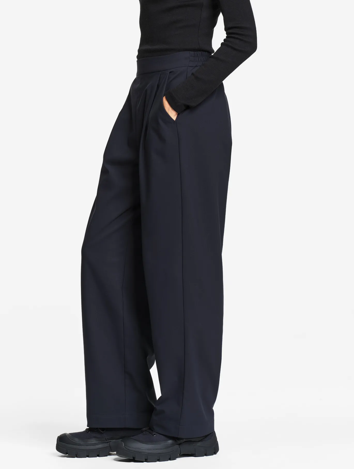 Pantalon taille haute Dry Fast™ jambes larges à pinces - Noir