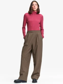 Pantalon taille haute Dry Fast™ jambes larges à pinces - Marron