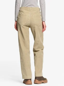Pantalon taille haute regular en velours côtelé - Beige