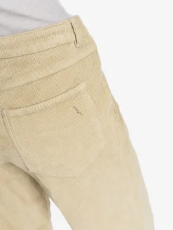 Pantalon taille haute regular en velours côtelé - Beige