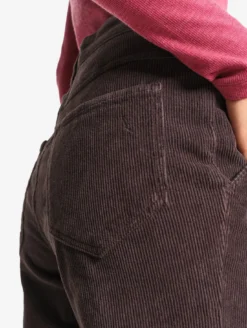 Pantalon taille haute regular en velours côtelé - Marron