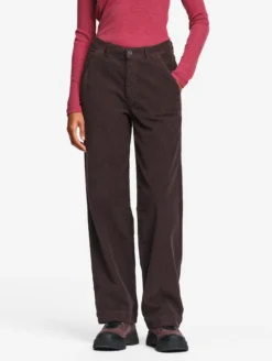 Pantalon taille haute regular en velours côtelé - Marron