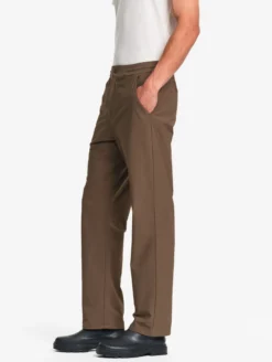Pantalon taille mi-haute en twill stretch doublure polaire - Marron