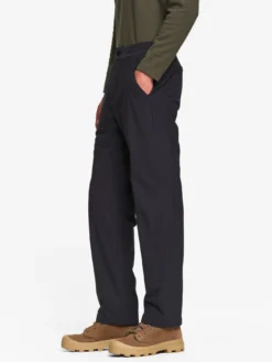 Pantalon taille mi-haute en twill stretch doublure polaire - Noir