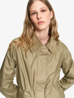 Parka courte cirée à col velours - Vert