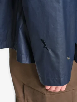 Parka courte cirée à col velours - Bleu