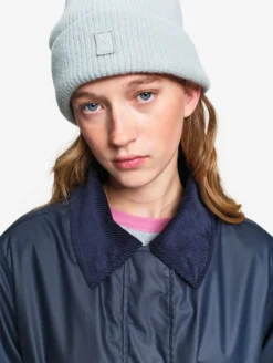 Parka courte cirée à col velours - Bleu
