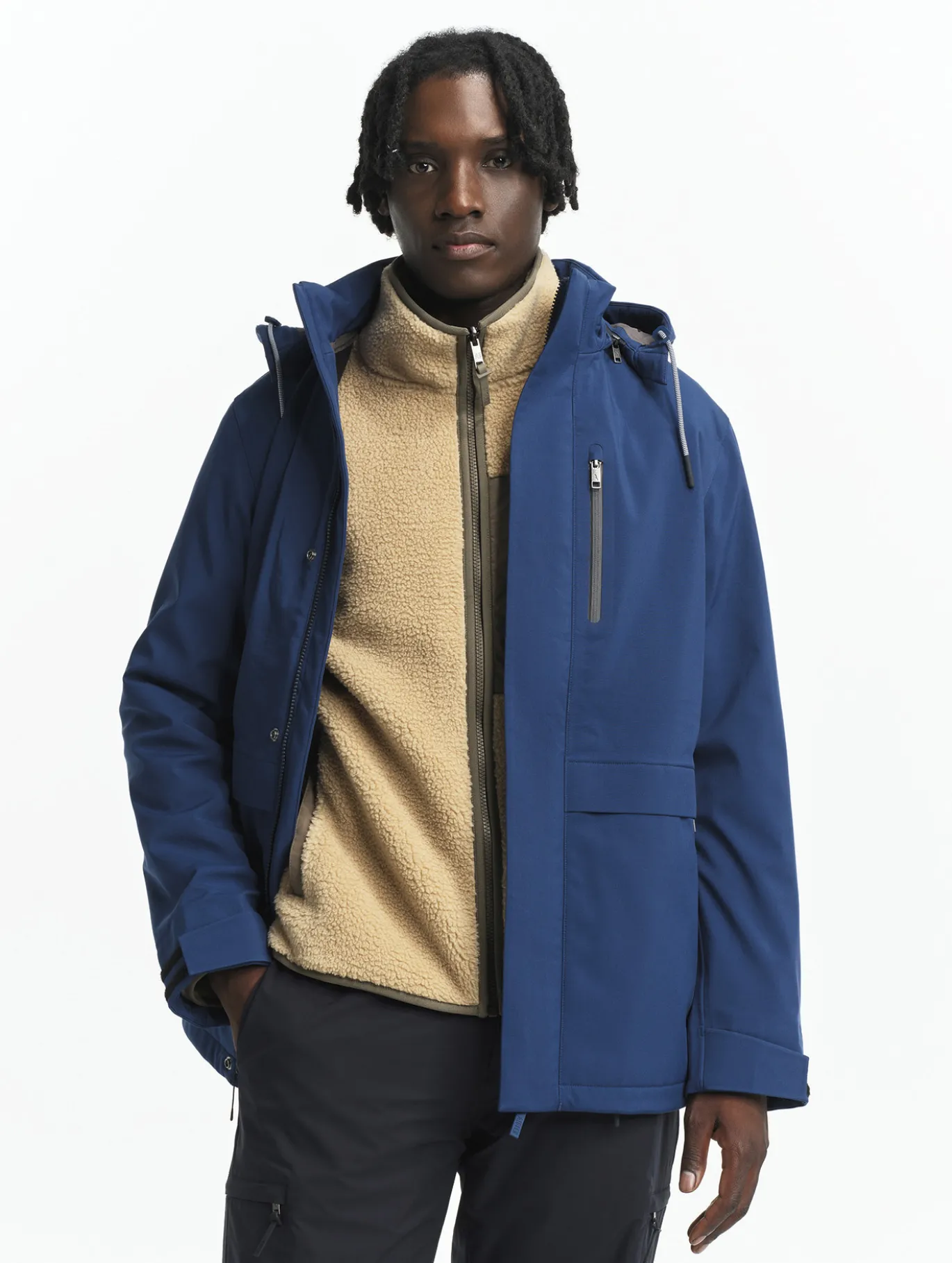 Parka en MTD™ doublée polaire avec capuche amovible - Bleu