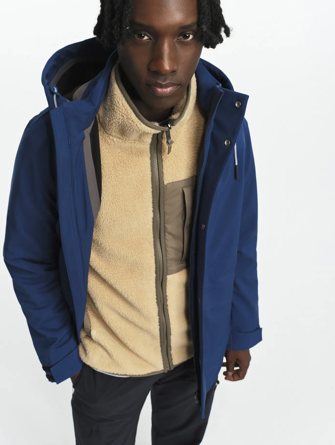 Parka en MTD™ doublée polaire avec capuche amovible - Bleu