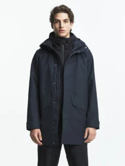 Parka GORE-TEX® longue 2 couches avec capuche T-KIT™ - Bleu