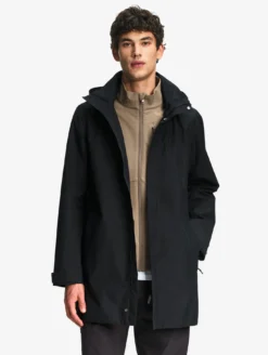 Parka GORE-TEX® longue 2 couches avec capuche retractable - Noir