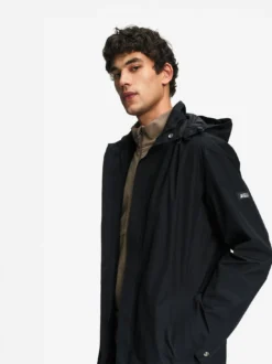 Parka GORE-TEX® longue 2 couches avec capuche retractable - Noir