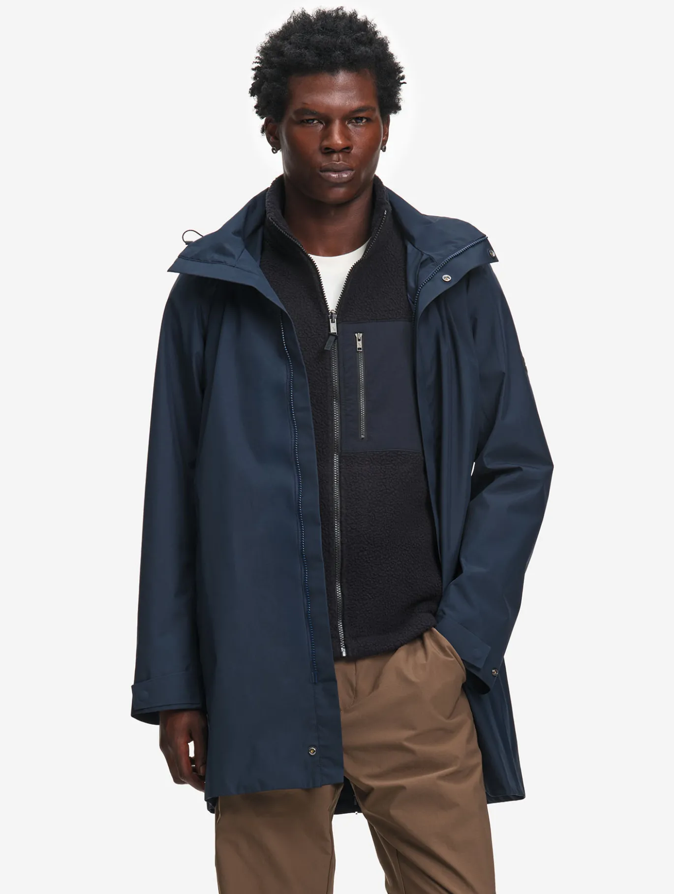 Parka GORE-TEX® longue 2 couches avec capuche retractable - Bleu