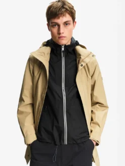 Parka GORE-TEX® longue 2 couches avec capuche retractable - Beige