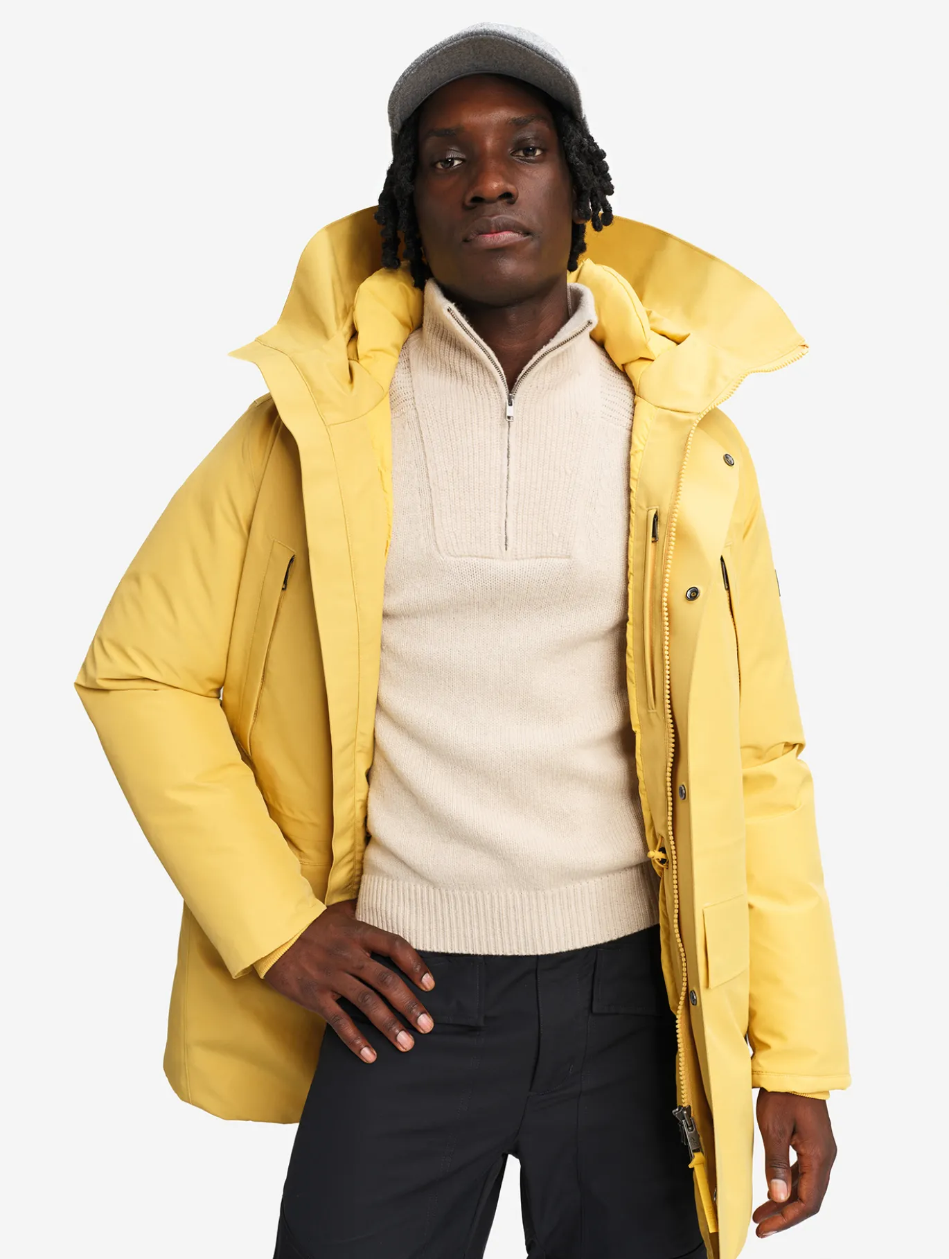 Parka GORE-TEX® ultra-chaude longue à capuche matelassée - Jaune