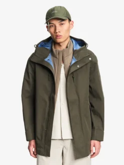 Parka MTD™ 3 couches toucher coton mi-longue à capuche - Kaki