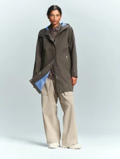 Parka MTD™ 3 couches toucher coton longue imperméable avec fentes - Kaki